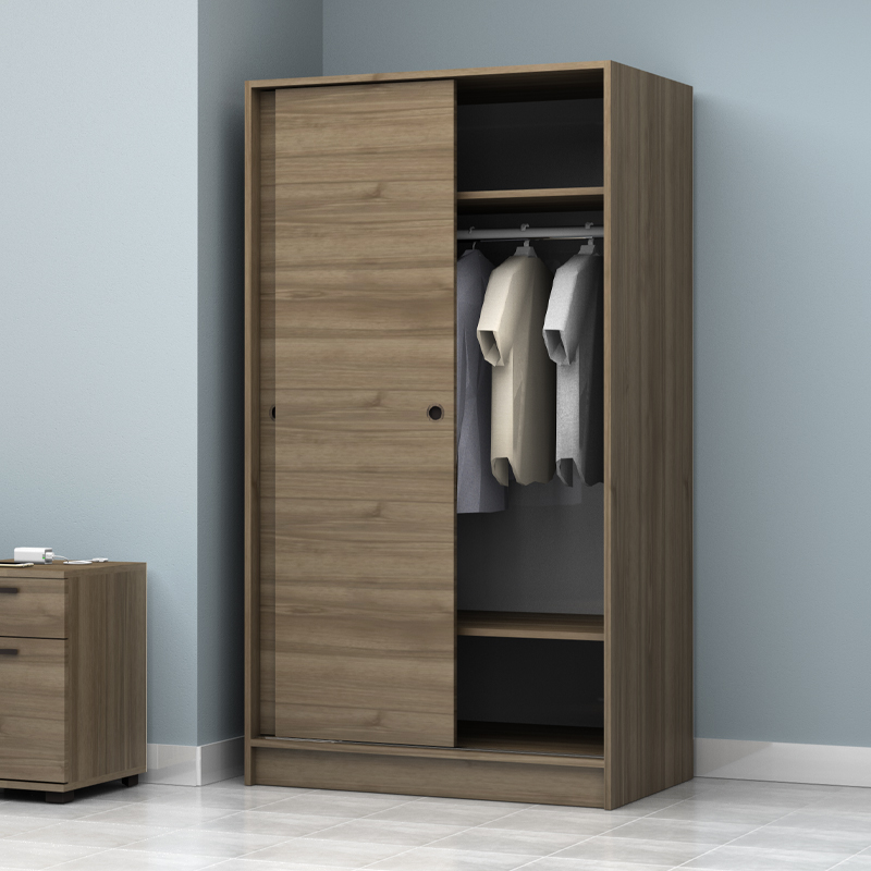 Misra Megapap two-doors sliding melamine wardrobe walnut color 94x52x182cm.