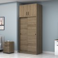 Regio Megapap melamine two slide doors wardrobe in walnut color 100x60x240cm.