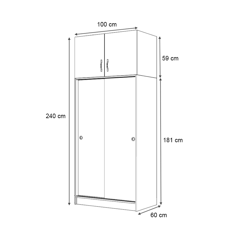 Regio Megapap melamine two slide doors wardrobe in walnut color 100x60x240cm.