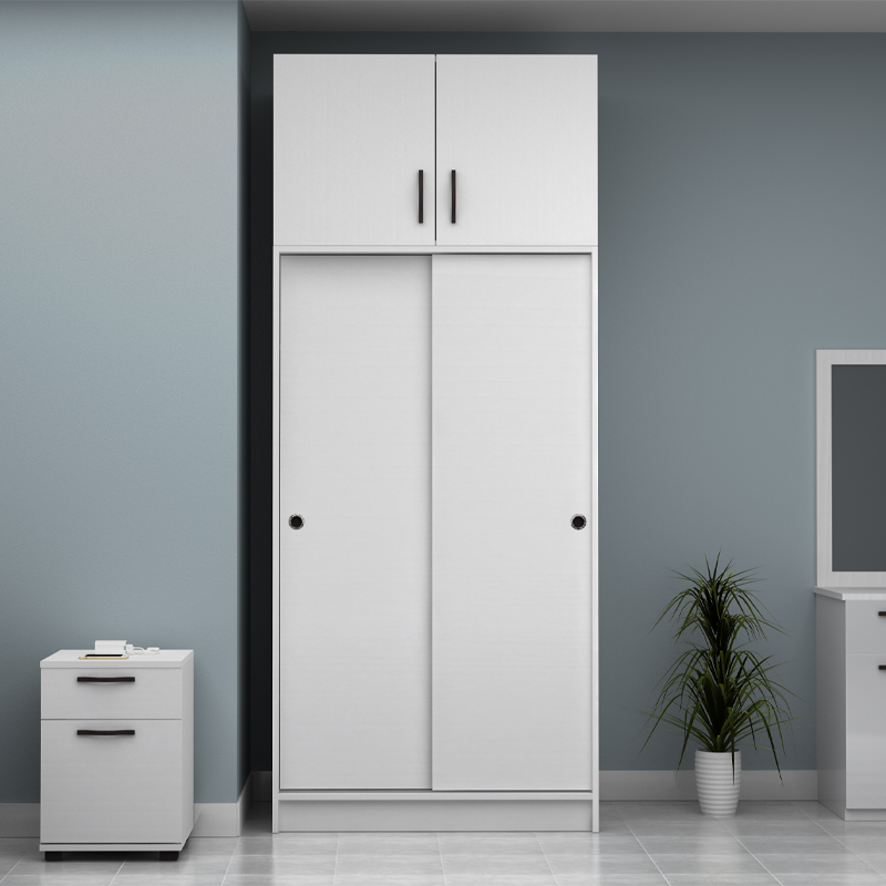 Regio Megapap melamine two slide doors wardrobe in white color 100x60x240cm.