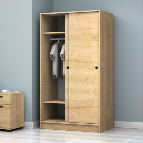 Regio Megapap melamine two slide doors wardrobe in oak color 100x60x181cm.