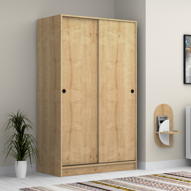 Regio Megapap melamine two slide doors wardrobe in oak color 120x60x200cm.
