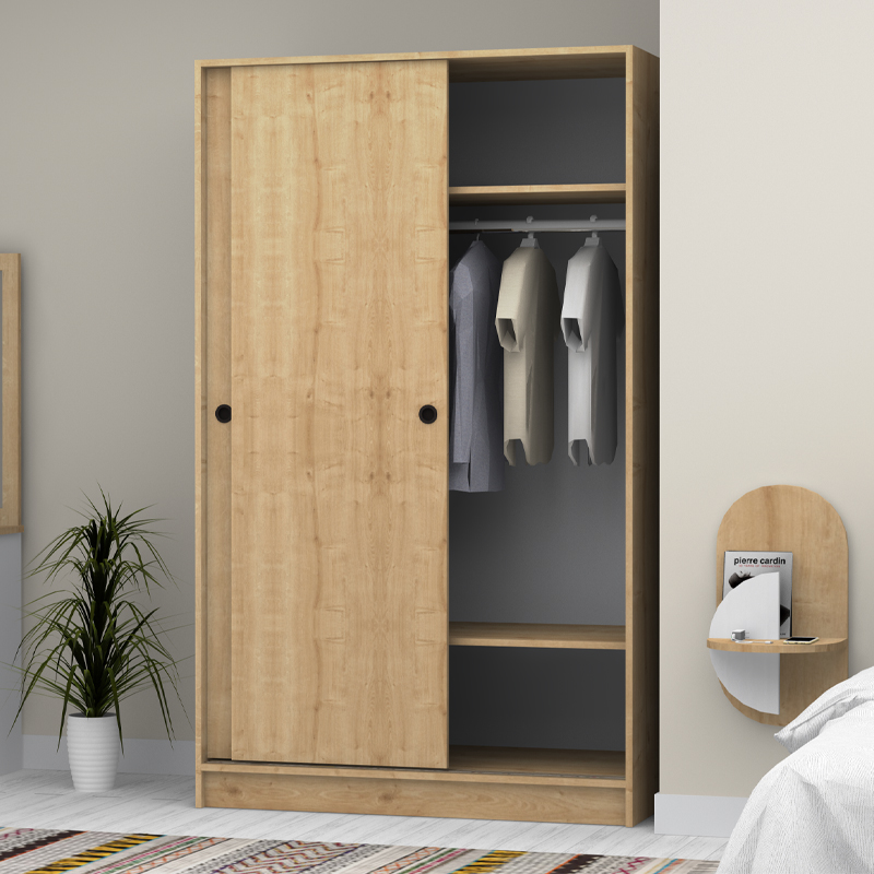 Regio Megapap melamine two slide doors wardrobe in oak color 120x60x200cm.