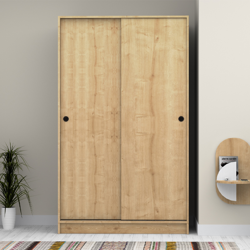 Regio Megapap melamine two slide doors wardrobe in oak color 120x60x200cm.