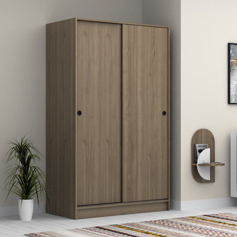 Regio Megapap melamine two slide doors wardrobe in walnut color 120x60x200cm.