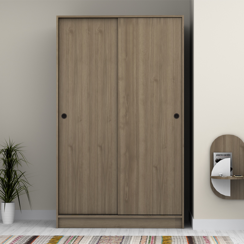 Regio Megapap melamine two slide doors wardrobe in walnut color 120x60x200cm.