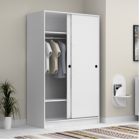 Regio Megapap melamine two slide doors wardrobe in white color 120x60x200cm.