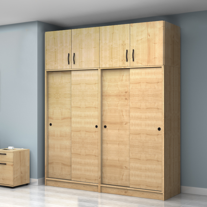 Regio Megapap melamine four slide doors wardrobe in oak color 200x60x240cm.
