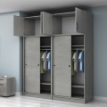 Regio Megapap melamine four slide doors wardrobe in concrete grey color 200x60x240cm.