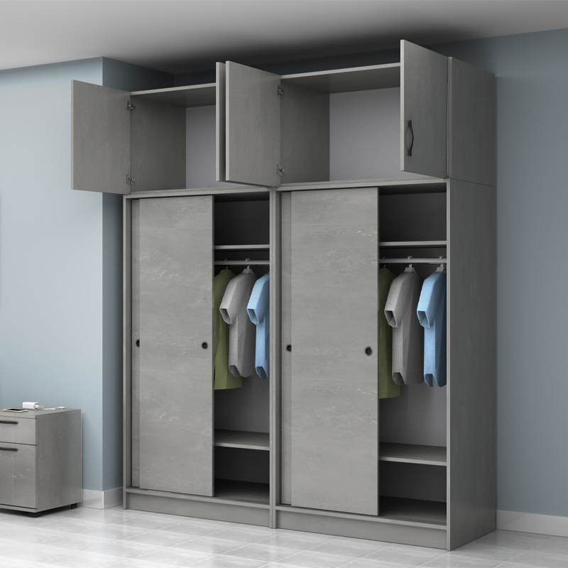 Regio Megapap melamine four slide doors wardrobe in concrete grey color 200x60x240cm.