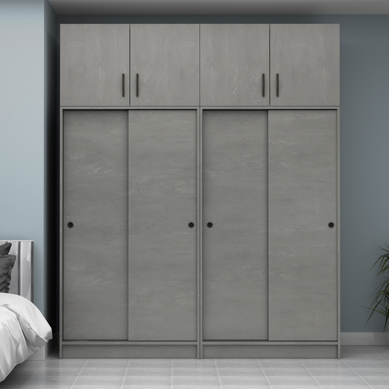 Regio Megapap melamine four slide doors wardrobe in concrete grey color 200x60x240cm.