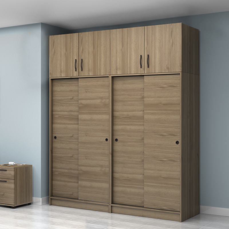 Regio Megapap melamine four slide doors wardrobe in walnut color 200x60x240cm.