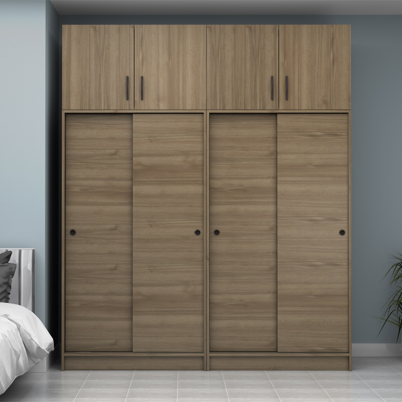 Regio Megapap melamine four slide doors wardrobe in walnut color 200x60x240cm.