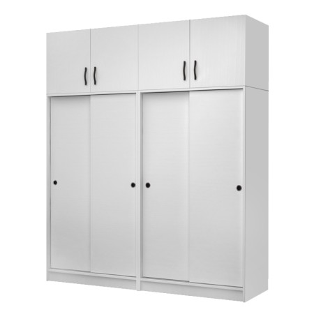 Regio Megapap melamine four slide doors wardrobe in white color 200x60x240cm.