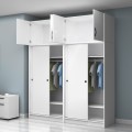 Regio Megapap melamine four slide doors wardrobe in white color 200x60x240cm.