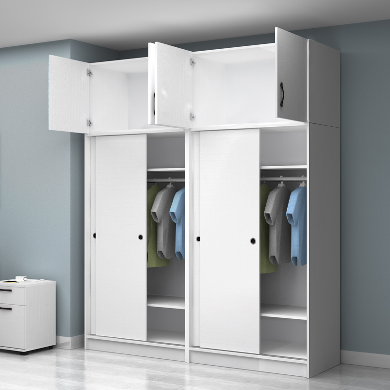 Regio Megapap melamine four slide doors wardrobe in white color 200x60x240cm.