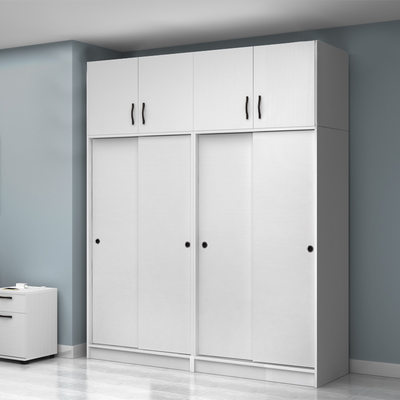 Regio Megapap melamine four slide doors wardrobe in white color 200x60x240cm.