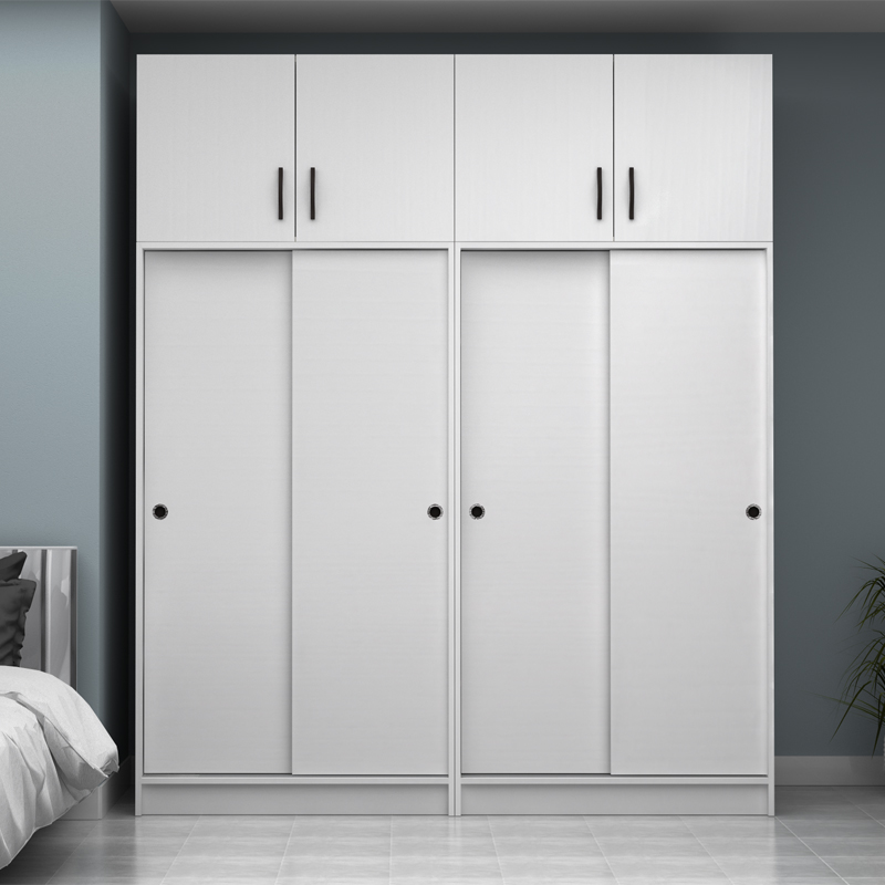 Regio Megapap melamine four slide doors wardrobe in white color 200x60x240cm.