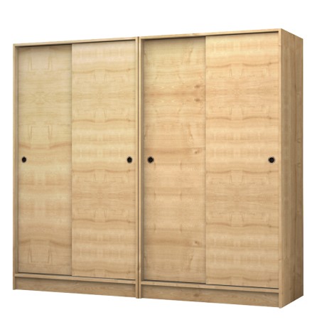 Regio Megapap melamine four slide doors wardrobe in oak color 200x60x181cm.