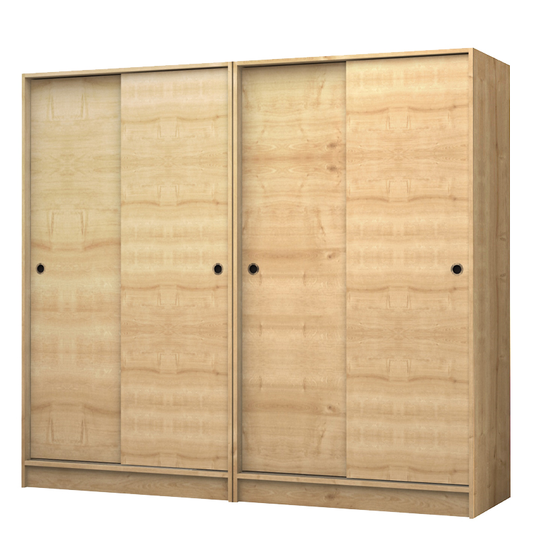 Regio Megapap melamine four slide doors wardrobe in oak color 200x60x181cm.