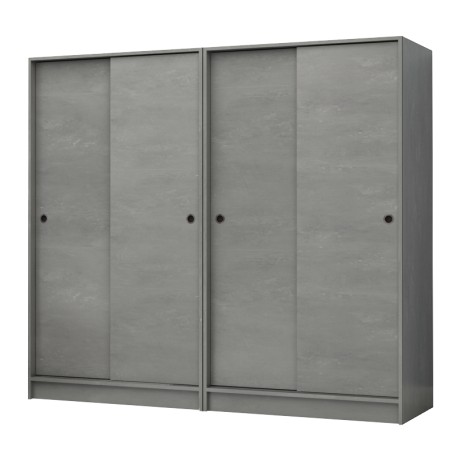 Regio Megapap melamine four slide doors wardrobe in concrete grey color 200x60x181cm.