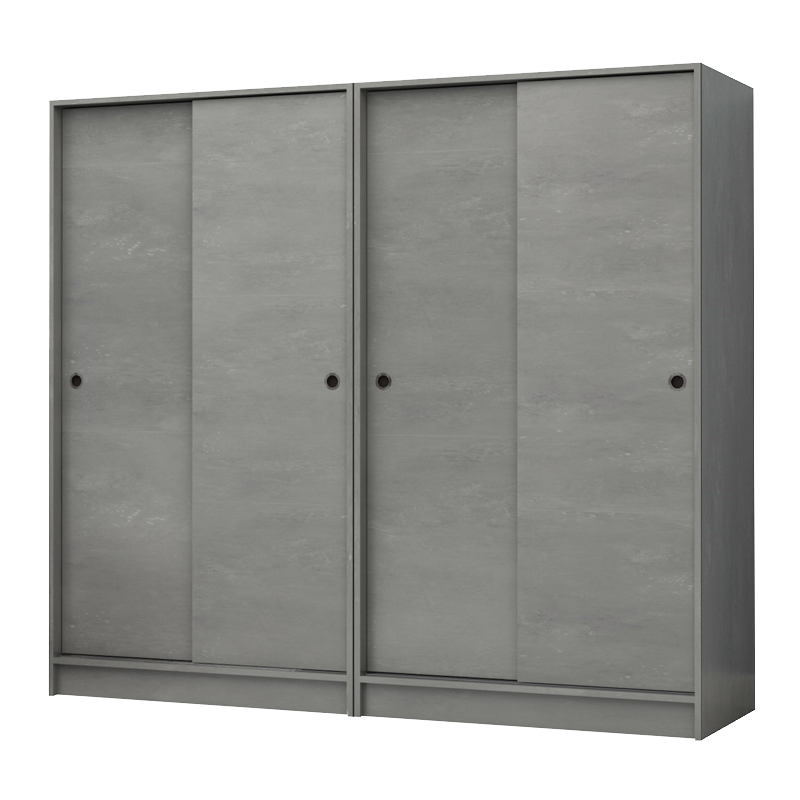 Regio Megapap melamine four slide doors wardrobe in concrete grey color 200x60x181cm.