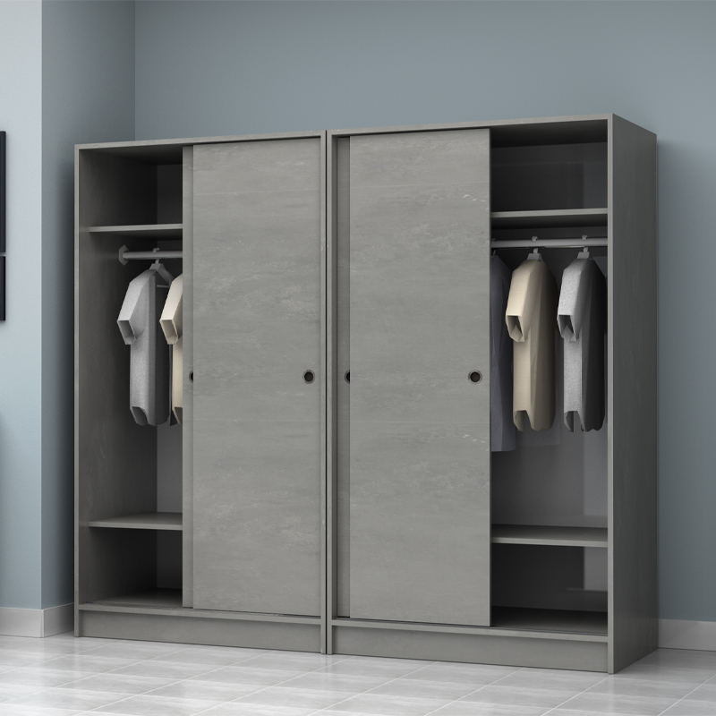 Regio Megapap melamine four slide doors wardrobe in concrete grey color 200x60x181cm.