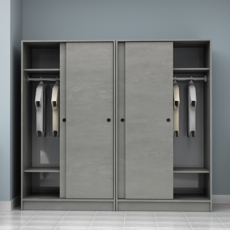 Regio Megapap melamine four slide doors wardrobe in concrete grey color 200x60x181cm.