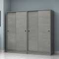 Regio Megapap melamine four slide doors wardrobe in concrete grey color 200x60x181cm.