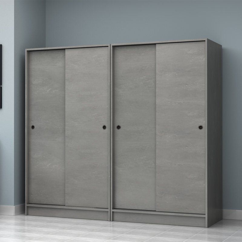 Regio Megapap melamine four slide doors wardrobe in concrete grey color 200x60x181cm.