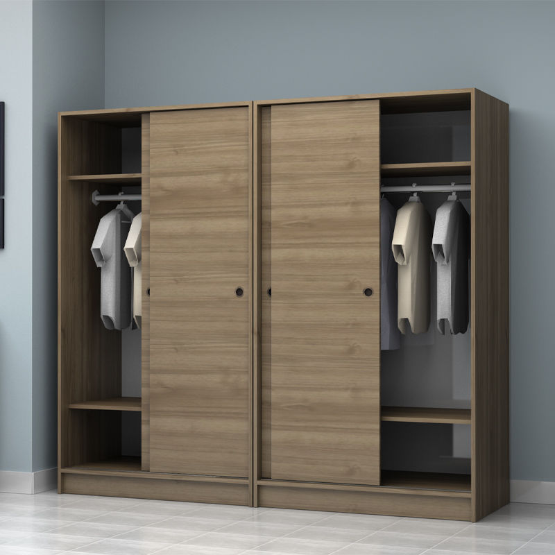 Regio Megapap melamine four slide doors wardrobe in walnut color 200x60x181cm.
