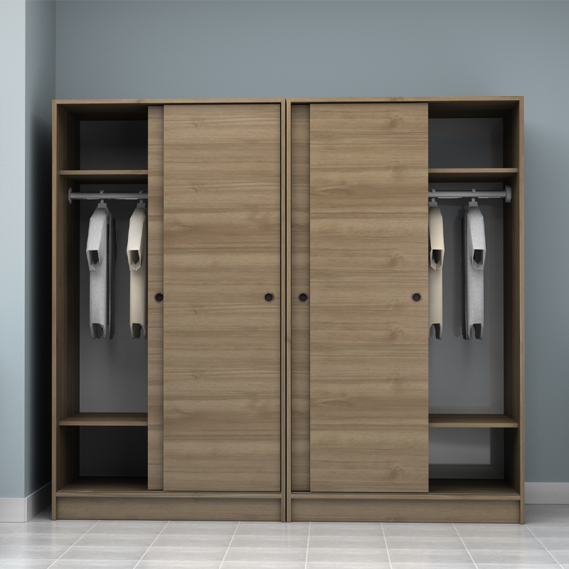 Regio Megapap melamine four slide doors wardrobe in walnut color 200x60x181cm.