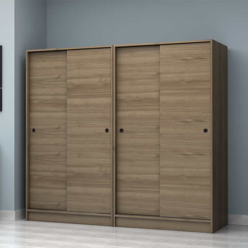 Regio Megapap melamine four slide doors wardrobe in walnut color 200x60x181cm.