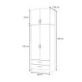 Ricardo Megapap two doors melamine wardrobe with cabinet in white color 80x51,8x240cm.