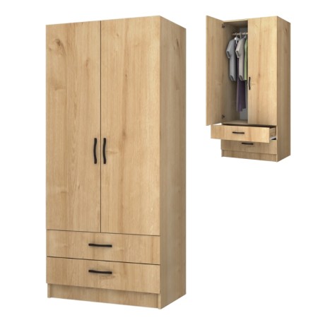 Ricardo Megapap two doors melamine wardrobe in oak color 80x51,8x181cm.
