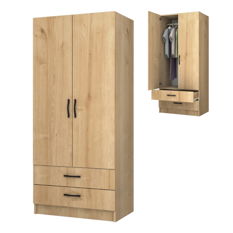 Ricardo Megapap two doors melamine wardrobe in oak color 80x51,8x181cm.