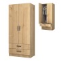 Ricardo Megapap two doors melamine wardrobe in oak color 80x51,8x181cm.
