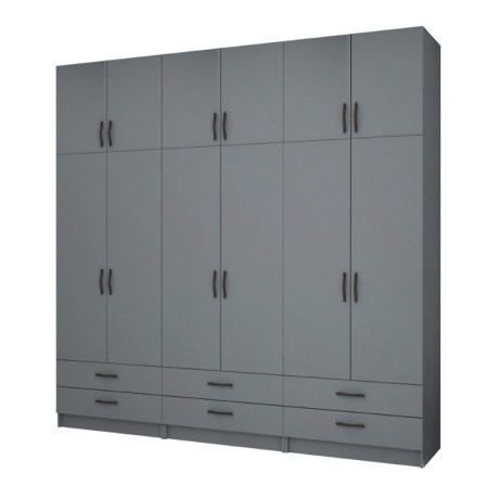 Ricardo Megapap six doors melamine wardrobe with cabinet in anthracite color 240x51,8x240cm.