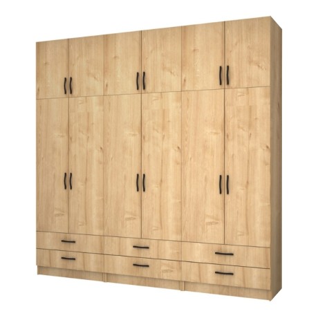 Ricardo Megapap six doors melamine wardrobe with cabinet in oak color 240x51,8x240cm.