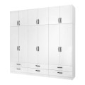 Ricardo Megapap six doors melamine wardrobe with cabinet in white color 240x51,8x240cm.