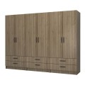 Ricardo Megapap six doors melamine wardrobe in walnut color 240x51,8x181cm.