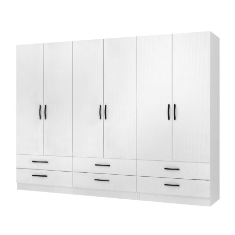 Ricardo Megapap six doors melamine wardrobe in white color 240x51,8x181cm.