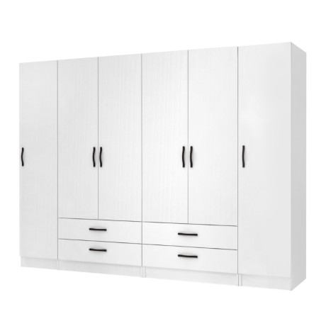 Ricardo Megapap six doors melamine wardrobe in white color 240x51,8x181cm.