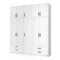 Ricardo Megapap five doors melamine wardrobe with cabinet in white color 200x51,8x240cm.