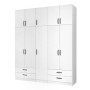 Ricardo Megapap five doors melamine wardrobe with cabinet in white color 200x51,8x240cm.