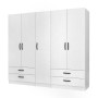 Ricardo Megapap five doors melamine wardrobe in white color 200x51,8x181cm.