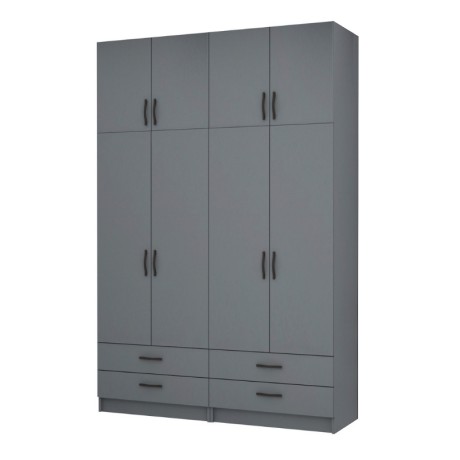 Ricardo Megapap four doors melamine wardrobe with cabinet in anthracite color 160x51,8x240cm.