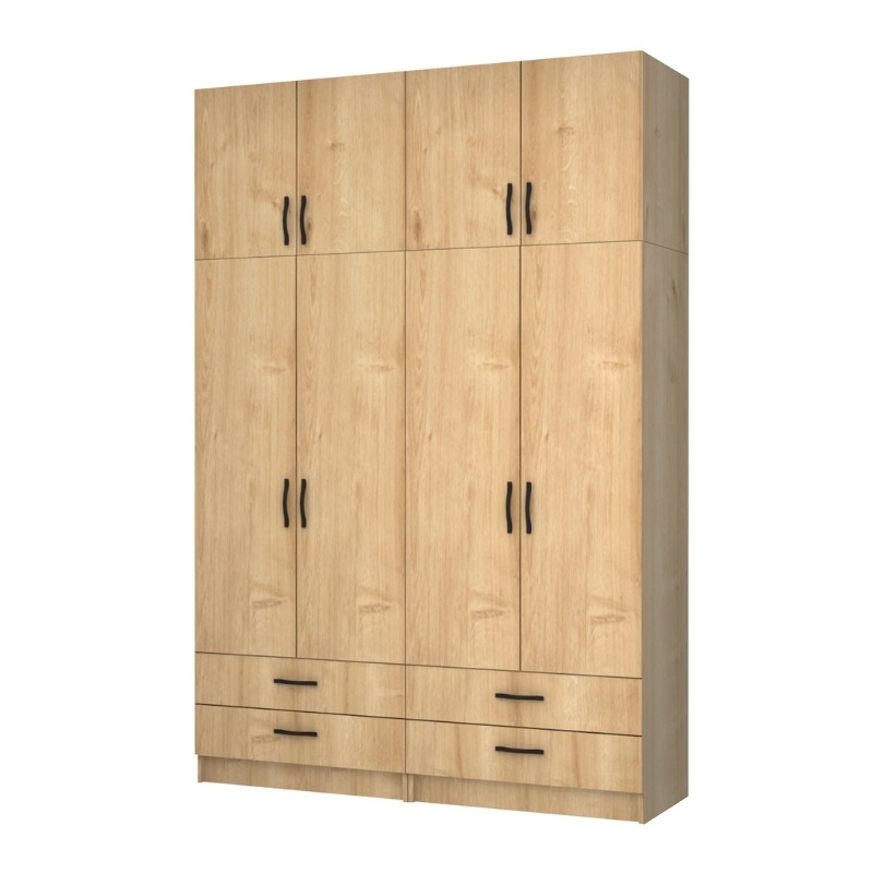 Ricardo Megapap four doors melamine wardrobe with cabinet in oak color 160x51,8x240cm.