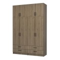 Ricardo Megapap four doors melamine wardrobe with cabinet in walnut color 160x51,8x240cm.