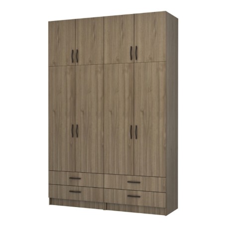 Ricardo Megapap four doors melamine wardrobe with cabinet in walnut color 160x51,8x240cm.